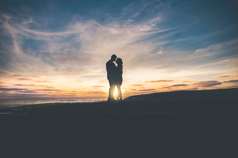 Couple in love at sunset